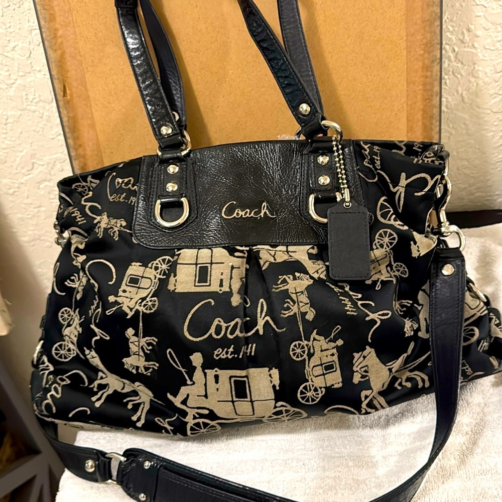 Coach Ashley Horse and Carriage  Black with silver hardware
